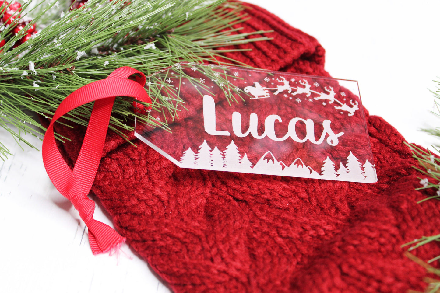 Personalized Santa's Sleigh Stocking Tags