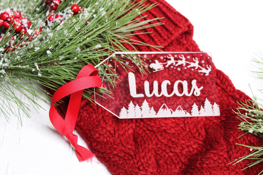 Personalized Santa's Sleigh Stocking Tags
