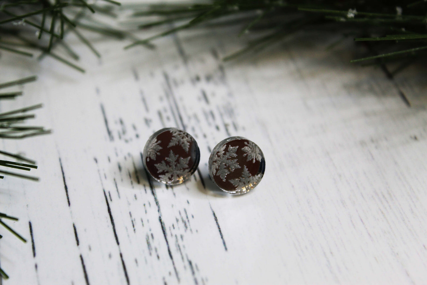 Snowflake Mirror Stud Earrings