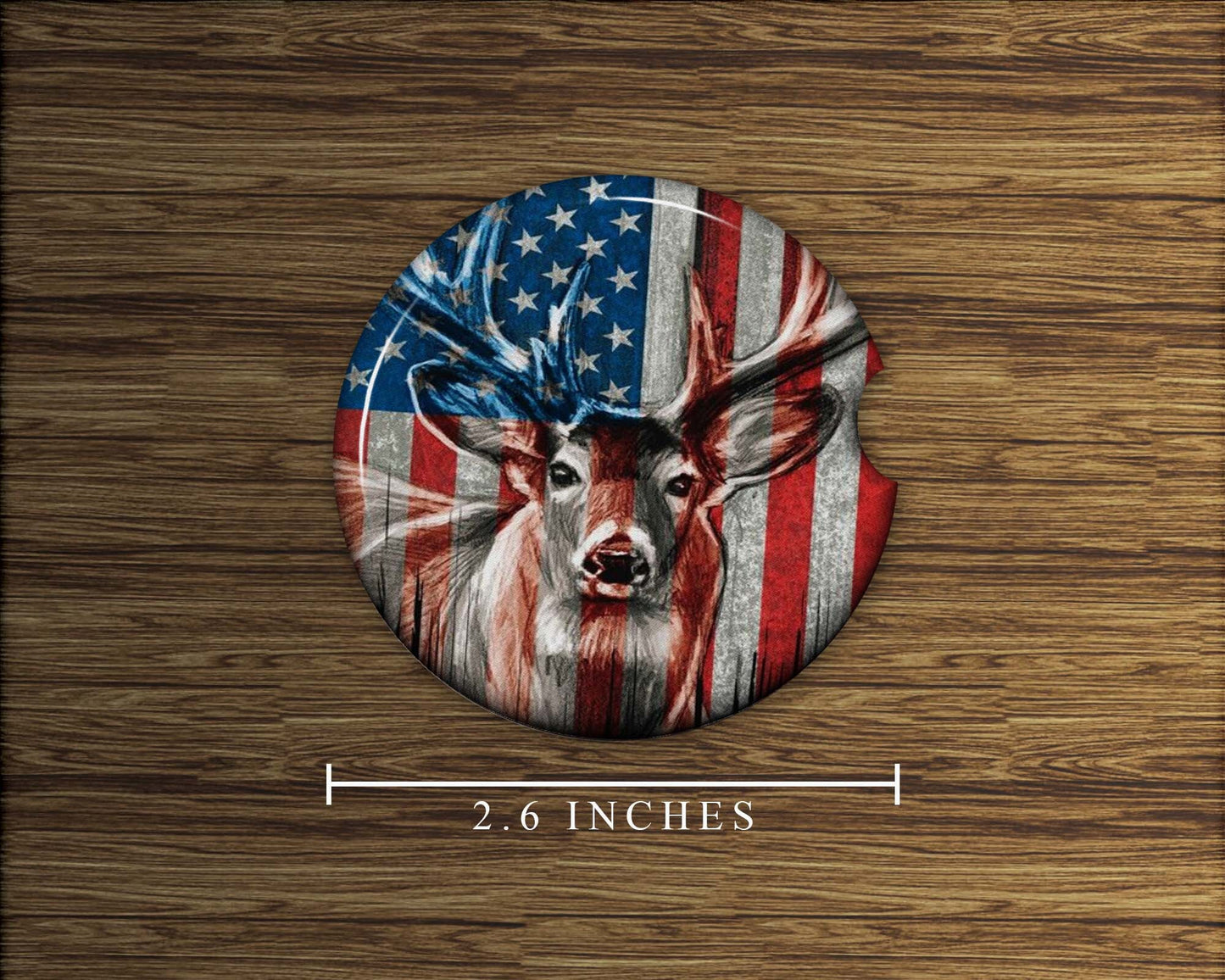 American Flag and Deer Car Coasters