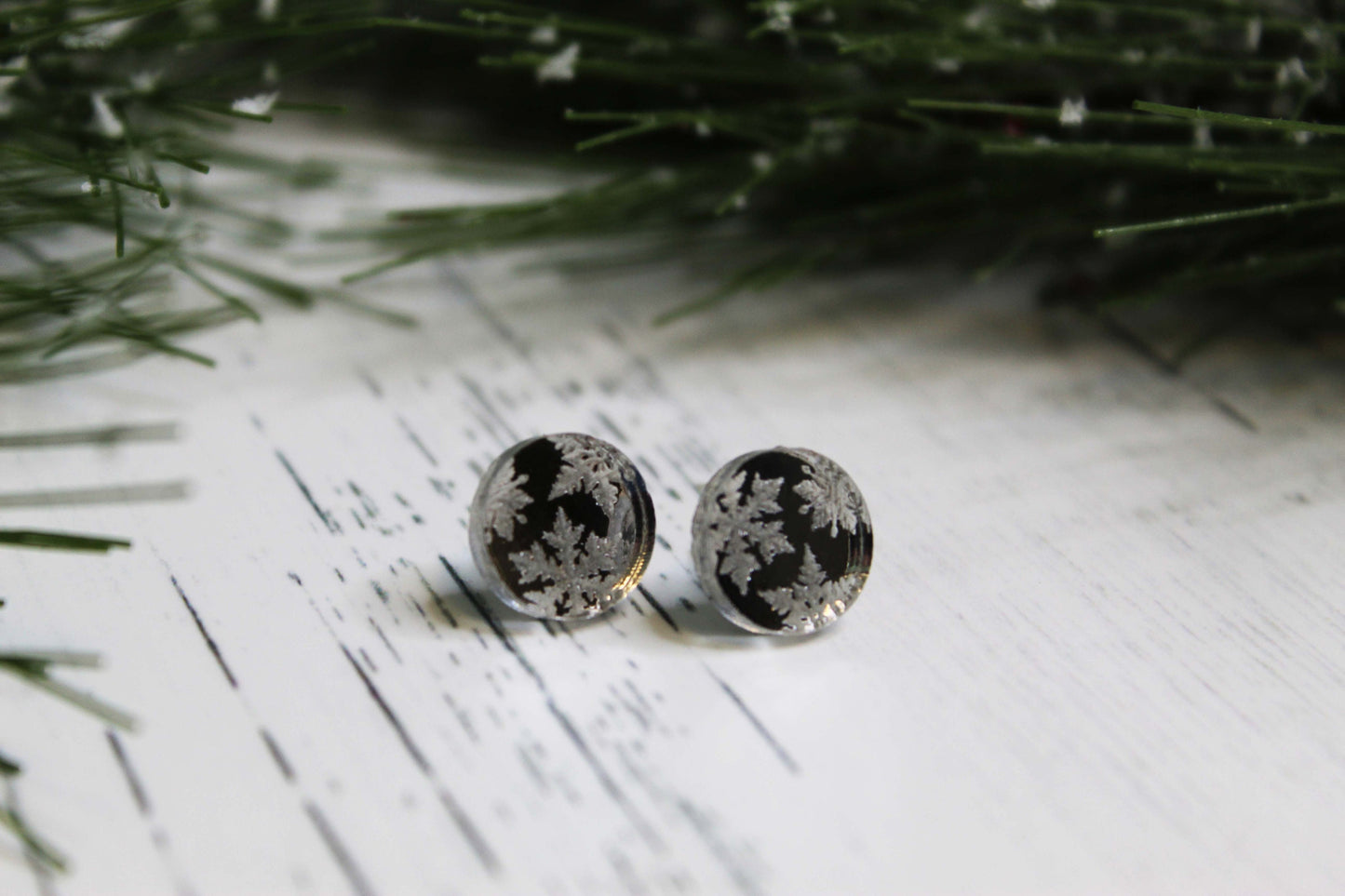 Snowflake Mirror Stud Earrings